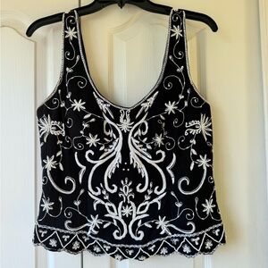 Beaded Black and White Women's Formal Top